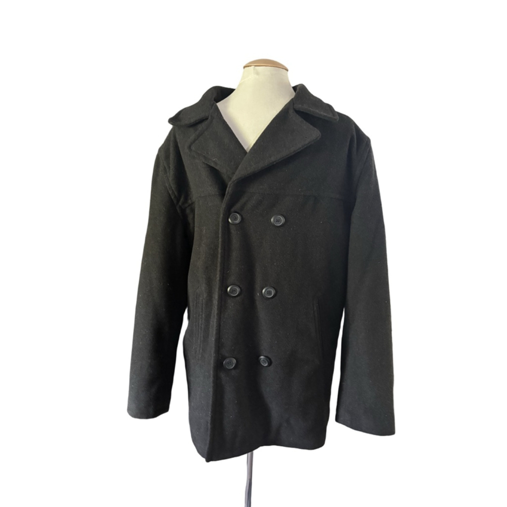 Men's Columbia Black Pea Coat L